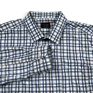 UNTUCKit Button Up Shirt Mens 2XL Long Sleeve Plaid Sardinia‎ Nylon Blue Plaid